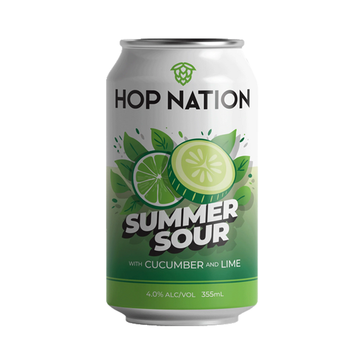 Hop Nation Brewing Co - Summer Sour Cucumber and Lime 4% 355ml Can