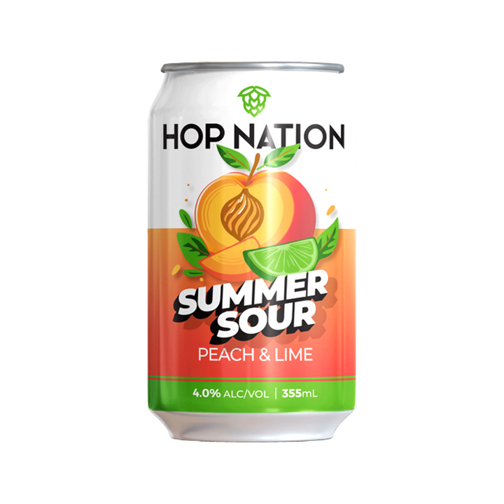 Hop Nation Brewing Co - Summer Sour Peach & Lime 4% 355ml Can