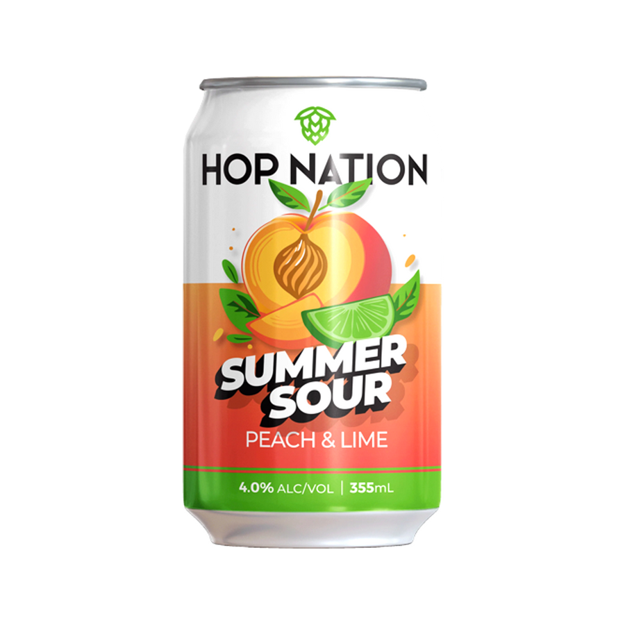 Hop Nation Brewing Co - Summer Sour Peach & Lime 4% 355ml Can